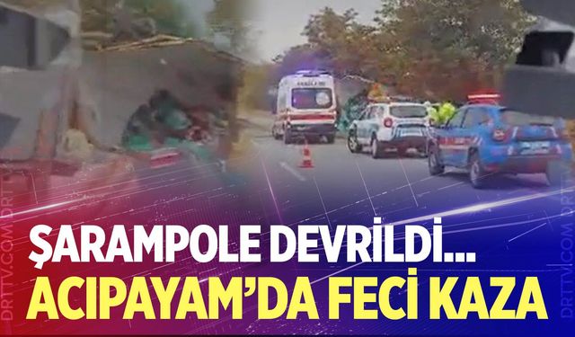 Denizli’de kamyon şarampole devrildi