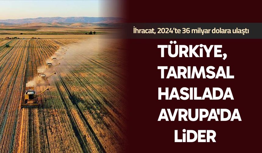 Türkiye, tarımsal hasılada Avrupa'da lider