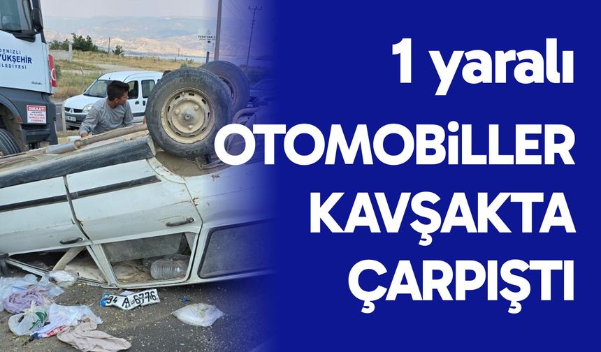 Kavşakta iki otomobil çarpıştı: 1 yaralı
