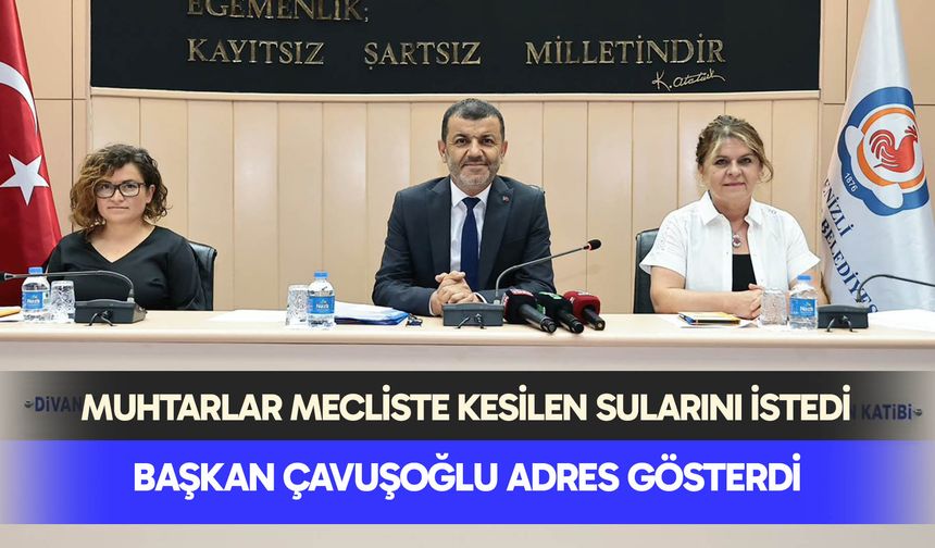 Muhtarlar mecliste kesilen sularını istedi, Başkan Çavuşoğlu adres gösterdi