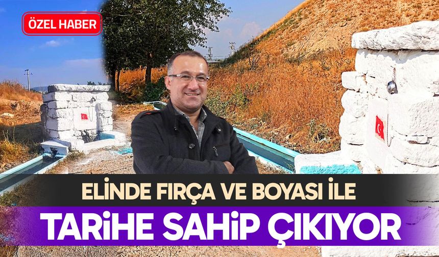 Elinde fırça ve boyası ile tarihe sahip çıkıyor