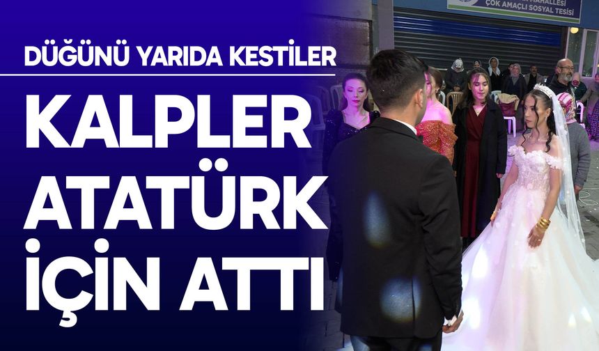 Gelin damat düğünü yarıda kesip Ata'sını andı