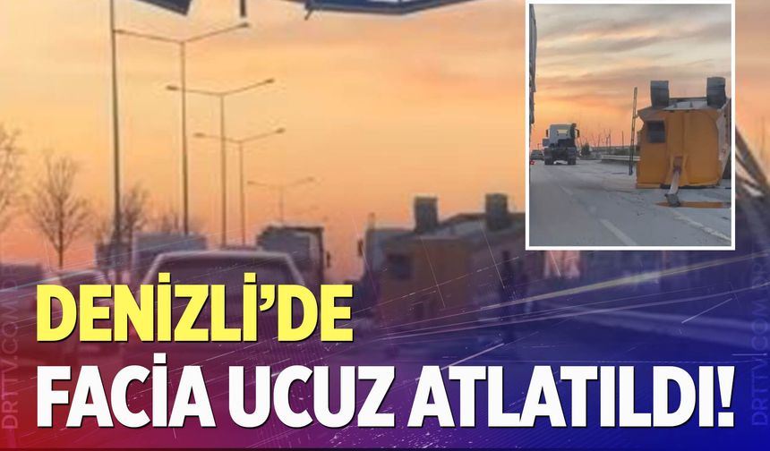 Yönlendirme tabelasına çarpan tırın dorsesi yola savruldu