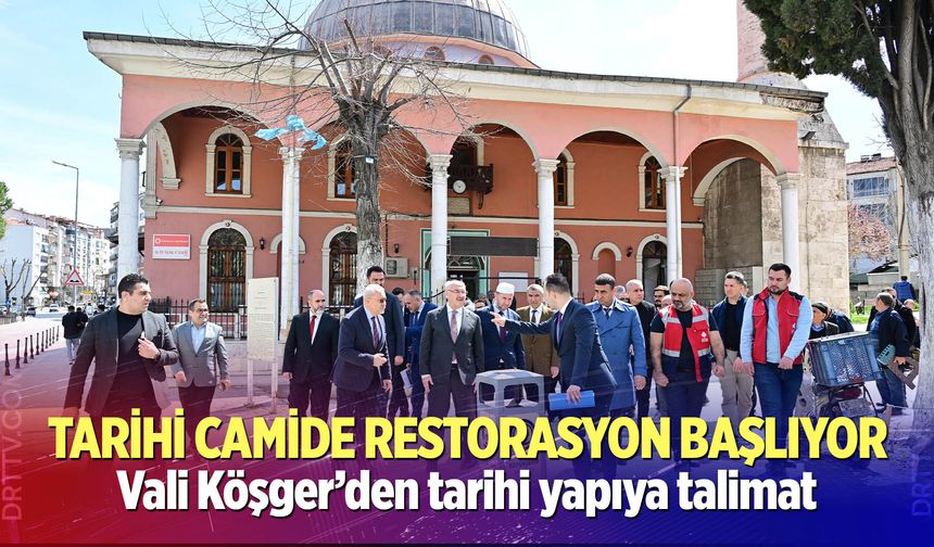 Vali Köşger, Kayalık Camisi'nde incelemelerde bulundu