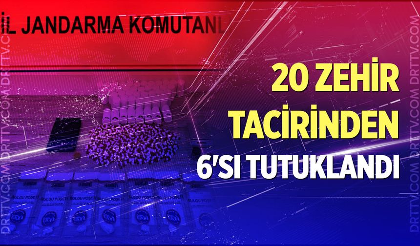 Jandarmanın gözaltına aldığı 20 zehir tacirlerinden 6'sı tutuklandı