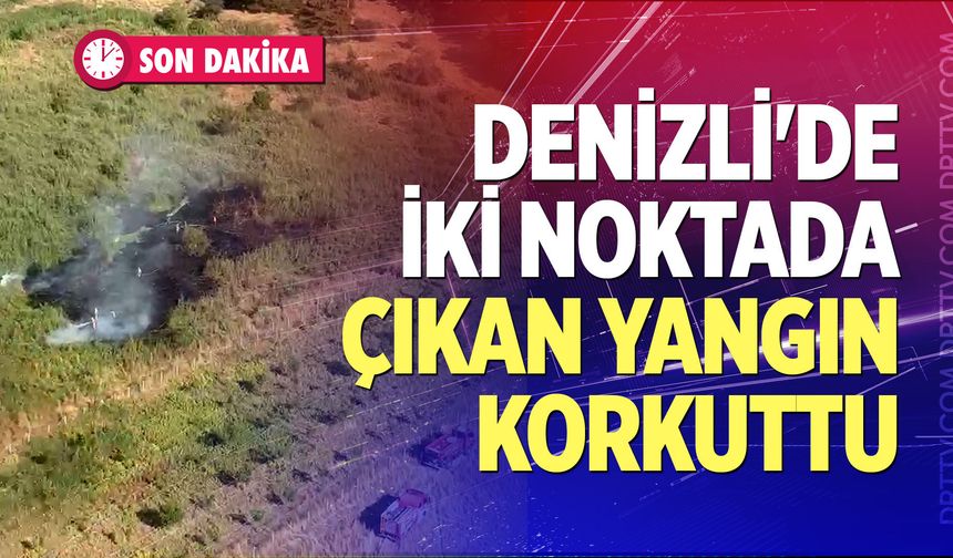 Denizli'de iki noktada çıkan yangın korkuttu