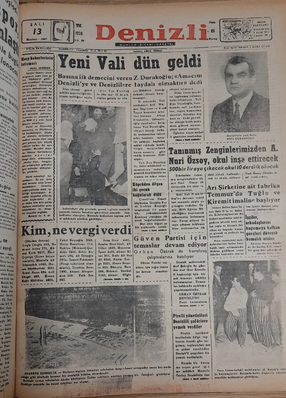 Denizli’de Tarihte Bugün 13 Haziran 1967