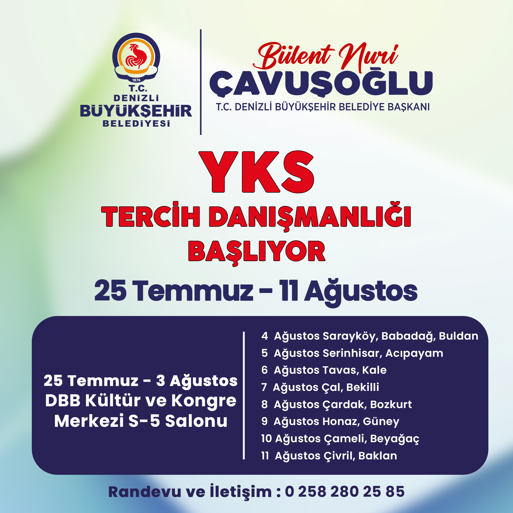 Denizli Büyükşehir’den Gençlere Ücretsiz Yks Tercih Danışmanlığı