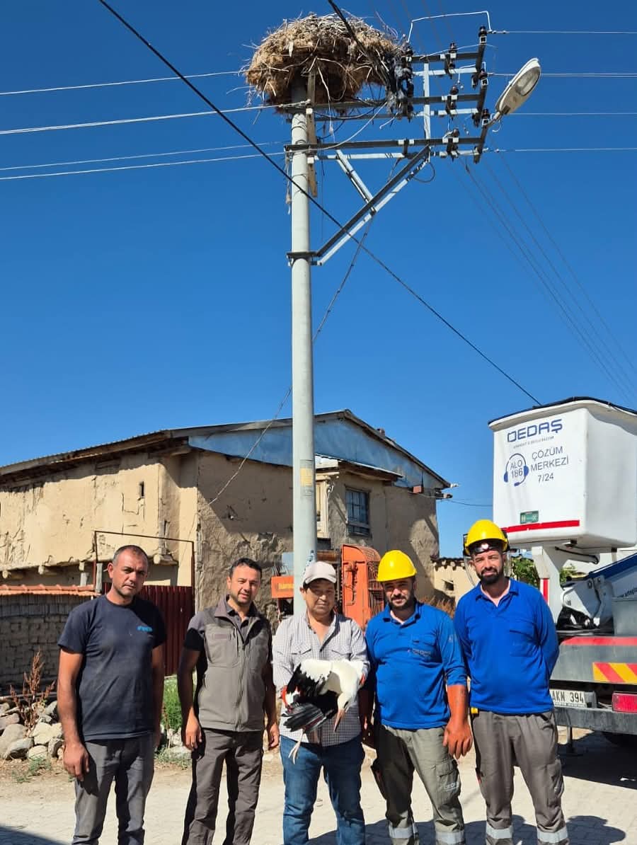 Denizli Haber Afyonkarahisarda Ayagina Ip Dolanan Leylek Yaralandi (2)