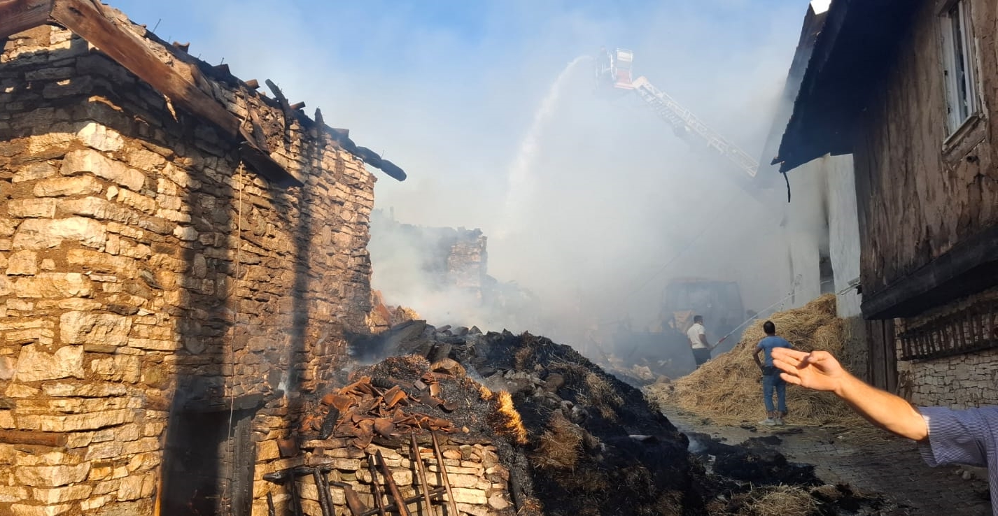 Denizli Haber Kutahyada Koyde Cikan Yanginda 2 Ev Ile 4 Samanlik Kullanilamaz Hale Geldi (1)