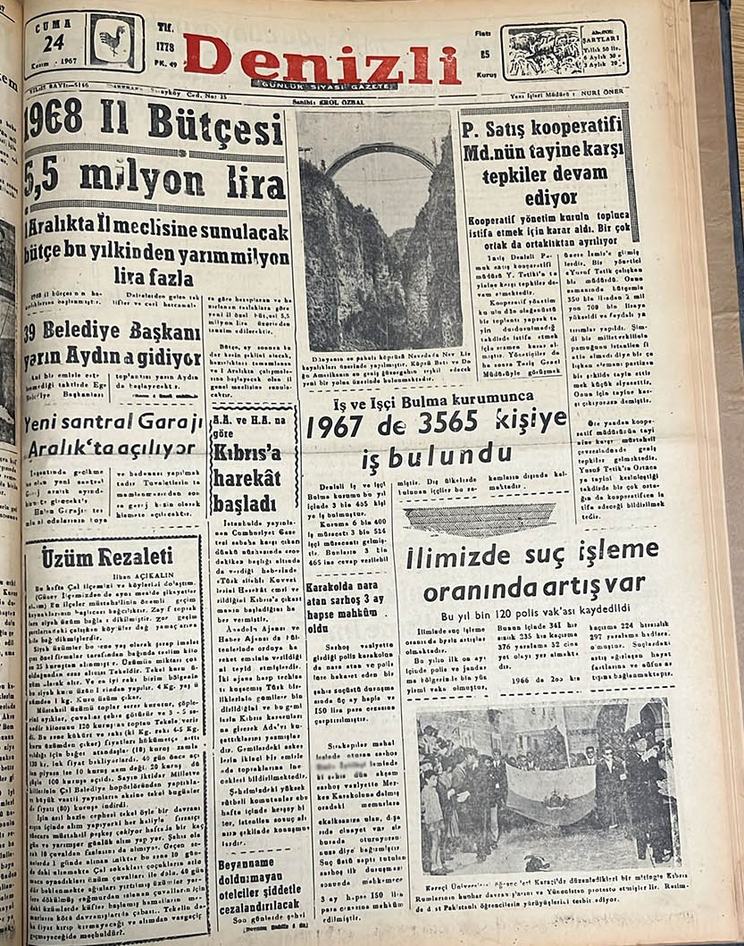 Deni̇zli̇ Haber 24 Kasim 1967