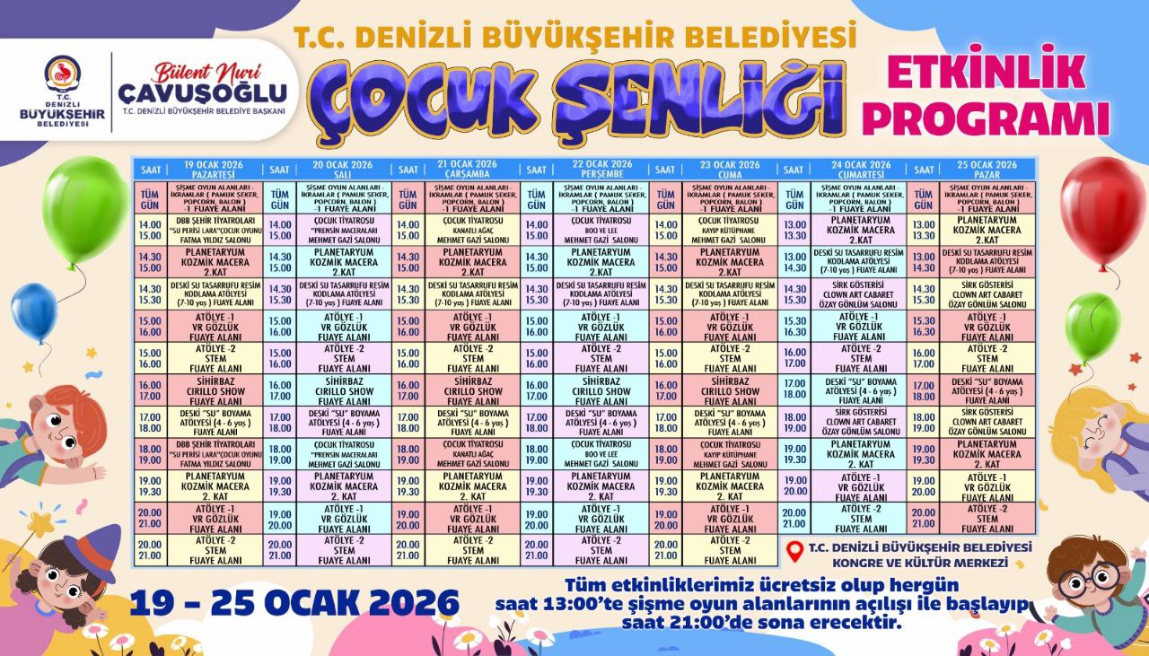 Denizli Büyükşehir’den Yarıyıl Tatilinde Merkezden Ilçelere Çocuk Şenliği (2)