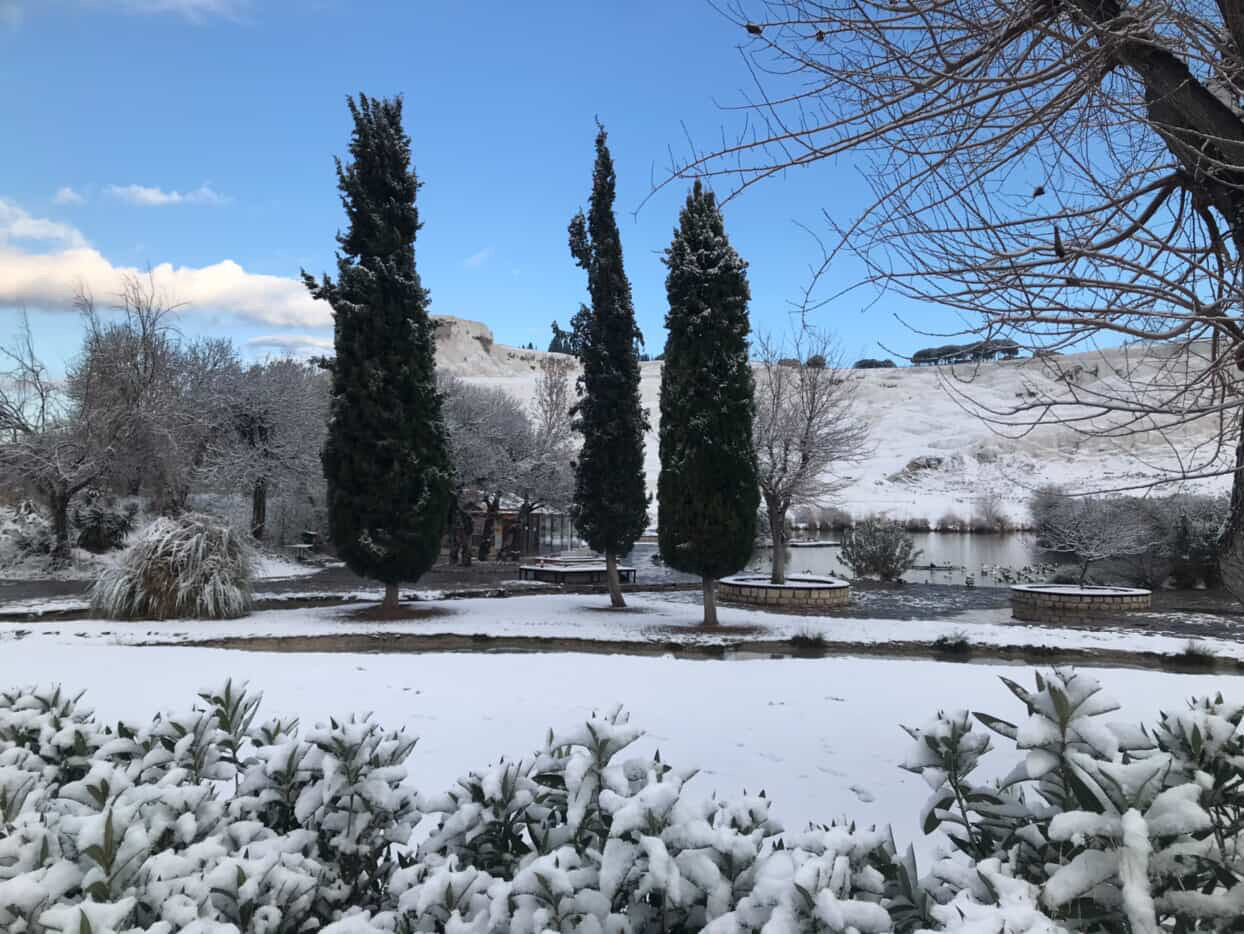 Denizli Haber Pamukkale Kar Yağışı