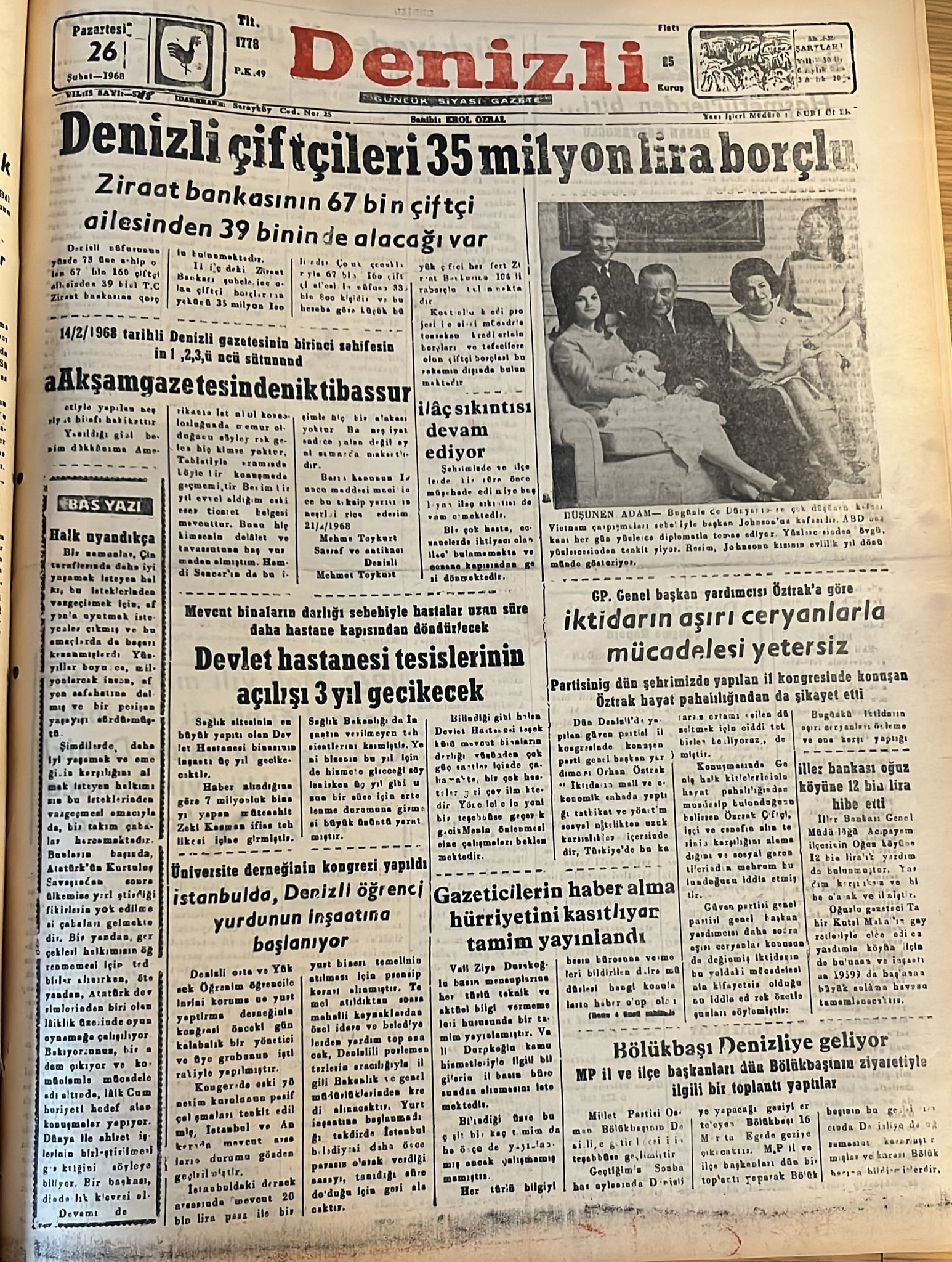 Deni̇zli̇ Haber Tarihte Bugun 26 Şubat-1