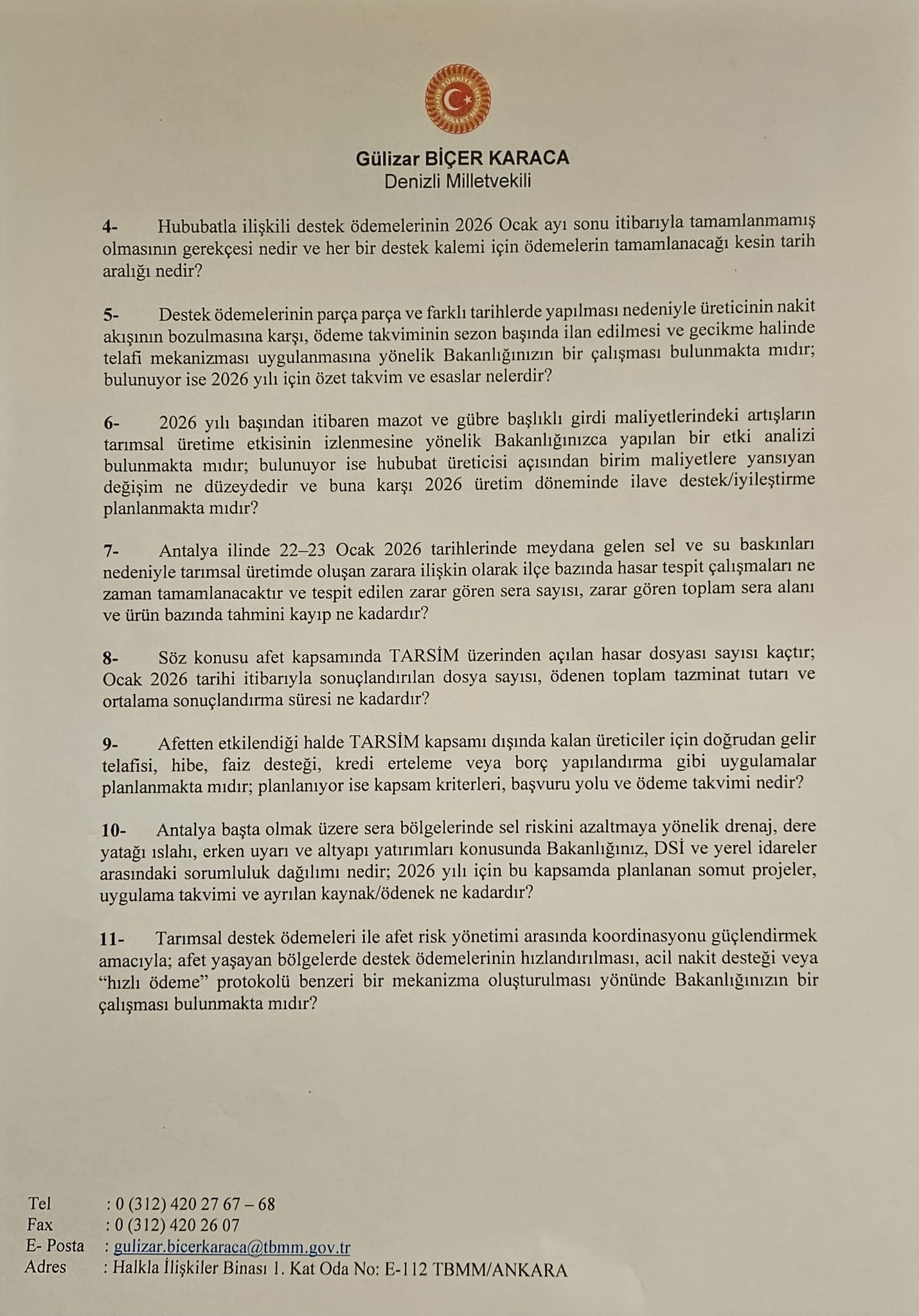 Karaca'dan Hububat Desteklerinin Enflasyon Oranında Açıklanması Için Bakan Yumaklı’ya Çağrı (2)