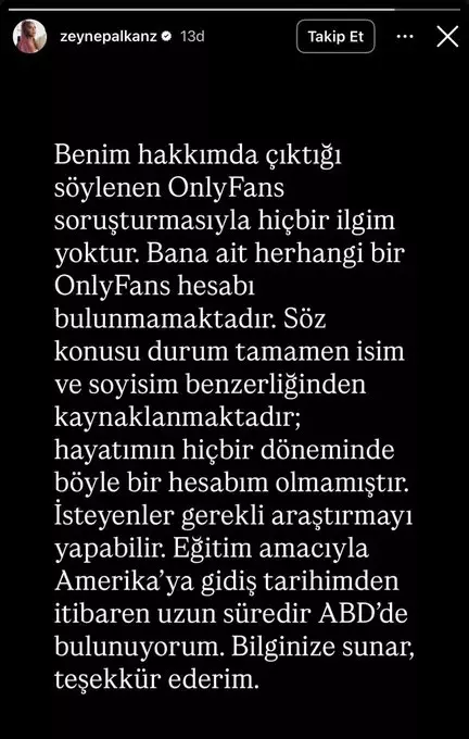 Zeynep Alkan'dan Onlyfans Açıklaması!
