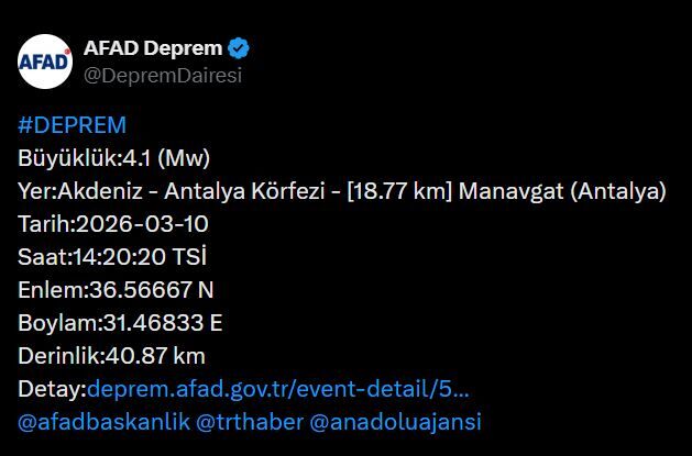 Afad Büyüklüğünü Duyurdu Denizli'den Sonra Antalya'da Da Deprem Meydana Geldi Haberleri Haber Son Dakika Deprem