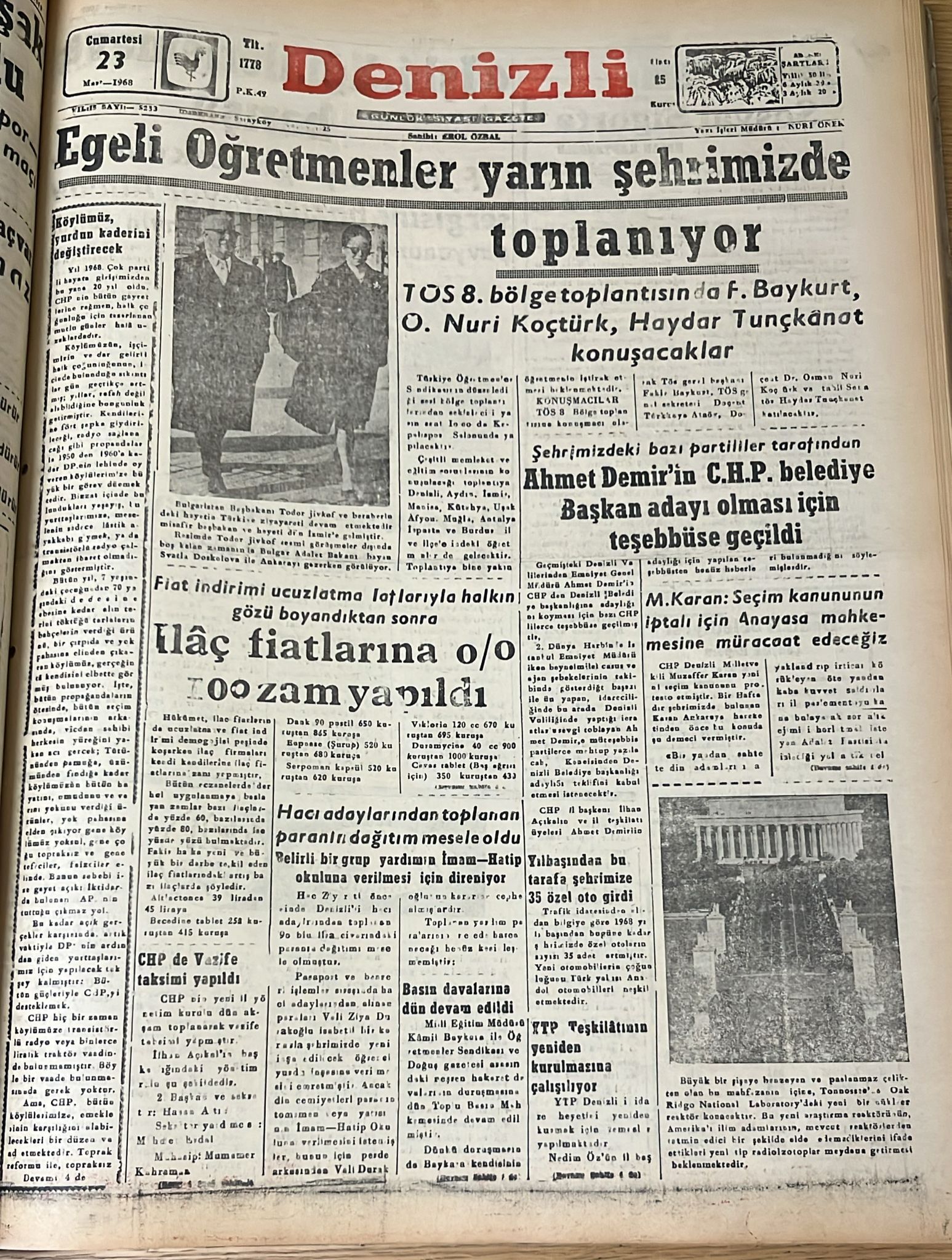 Deni̇zli̇ Haber Tari̇hte Bugün 23 Mart-1