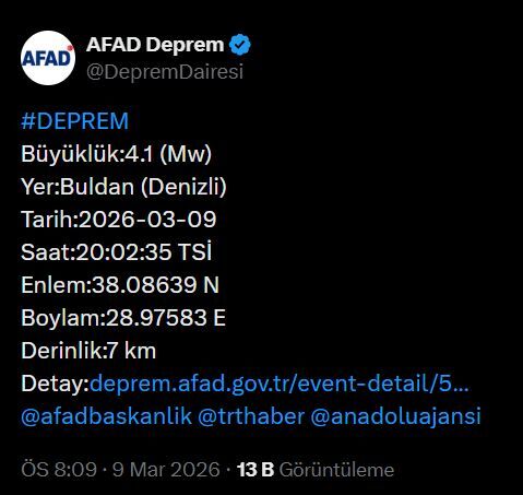 Son Dakika! Denizli’de Bir Deprem Daha Meydana Geldi Afad Denizli Haber Son Dakika