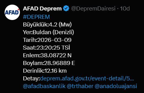 Son Dakika! Denizli’de Bir Deprem Daha Meydana Geldi Son Dk Deprem Dakika Haber Anlık