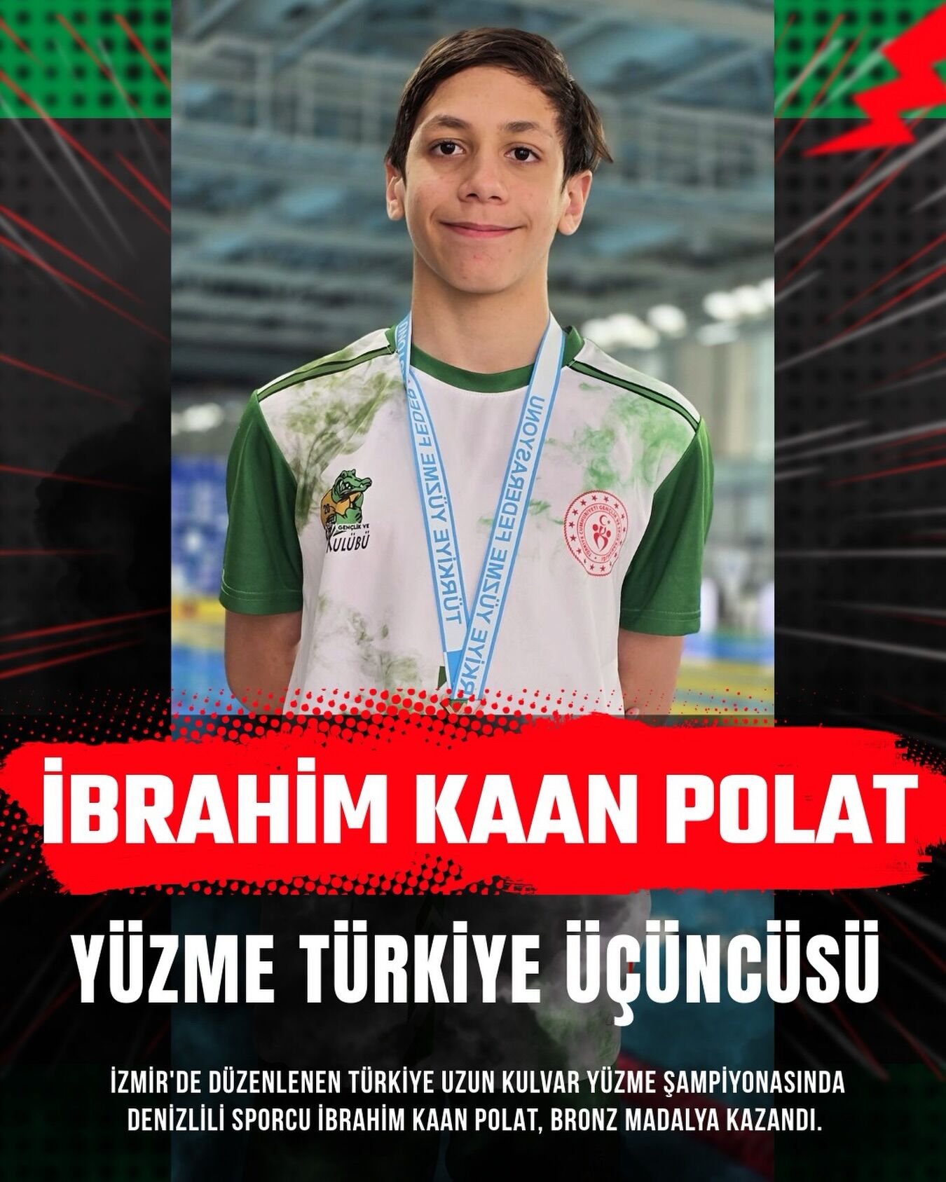Denizlili İbrahim Kaan Polat Yüzmede Türkiye Üçüncüsü Oldu