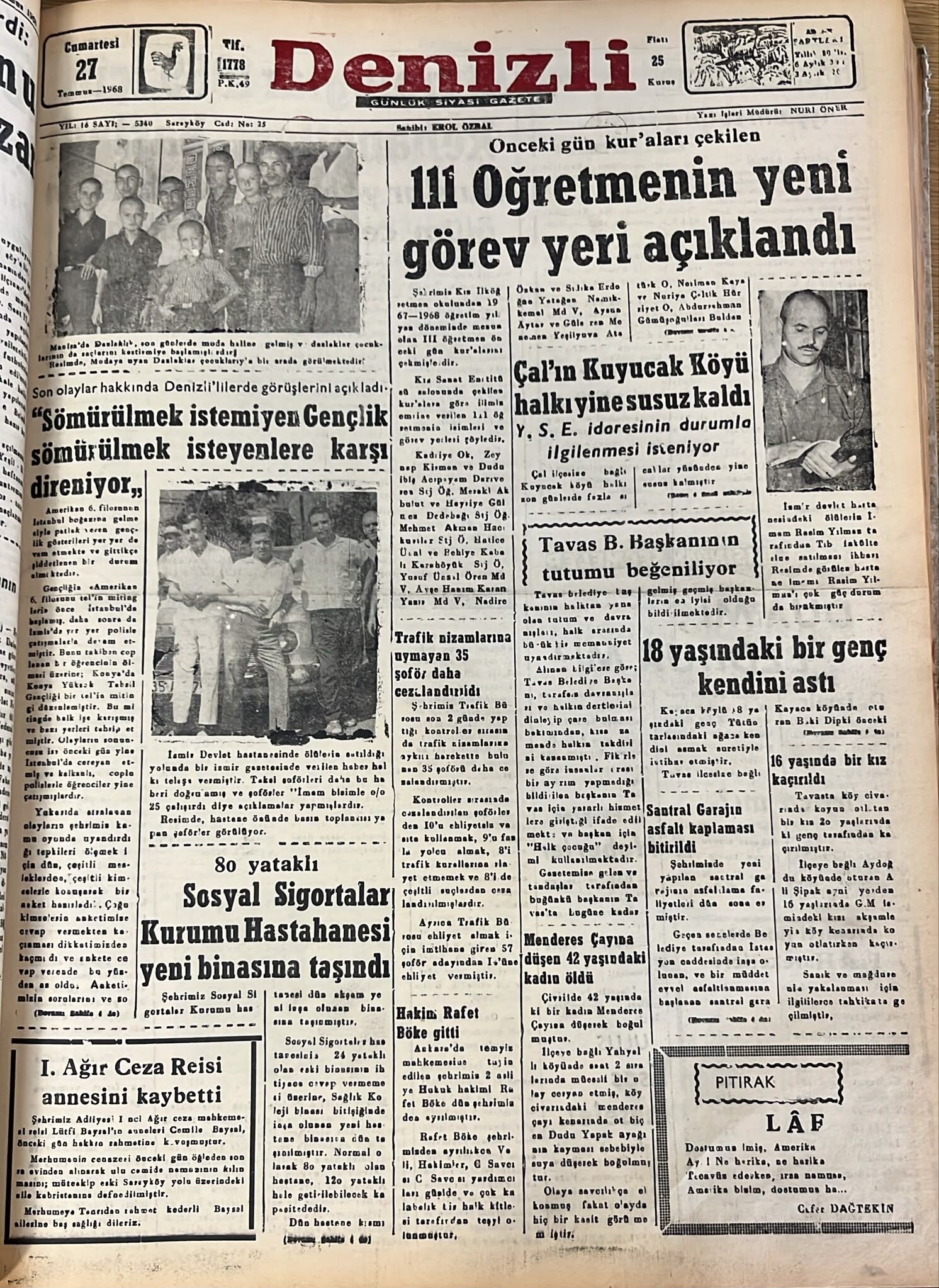 Deni̇zli̇ Haber Tarihte Bugun27 Temmuz