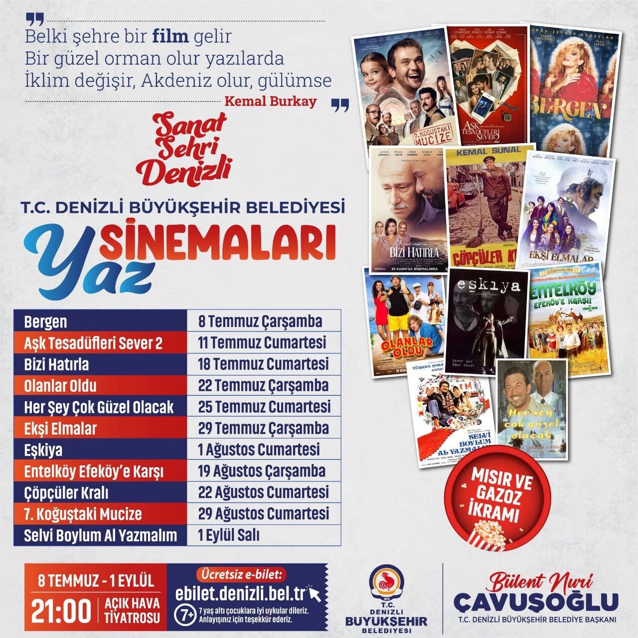 Denizli’de Yaz Akşamları Sinema Keyfiyle Taçlanıyor