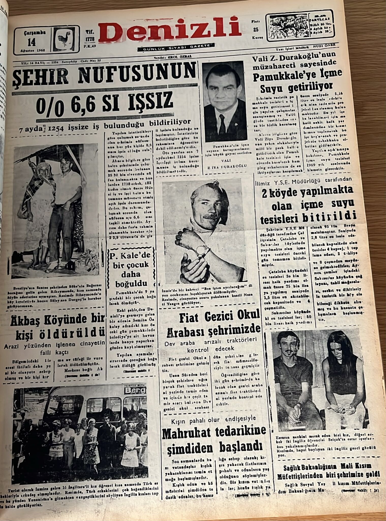 Deni̇zli̇ Haber Tarihte Bugun 14 Ağustos 1968-1