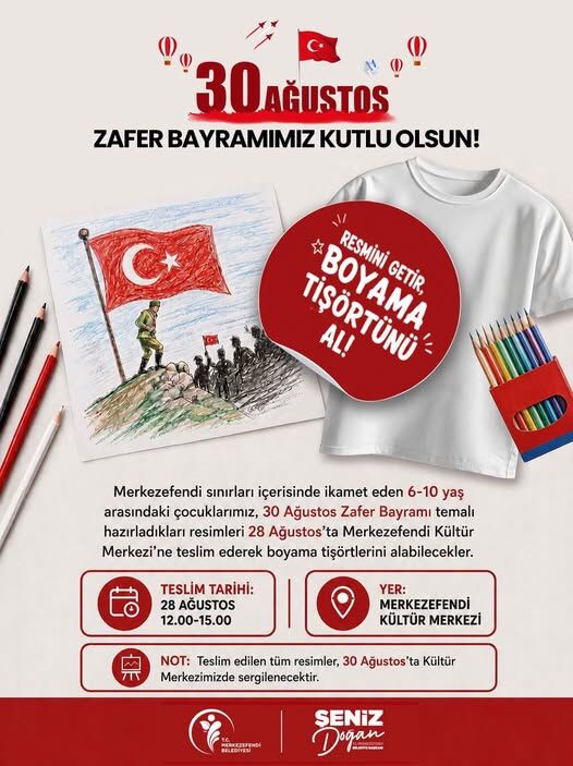 Merkezefendi̇’de Çocuklar Zafer Bayrami’ni Resi̇mlerle Kutlayacak