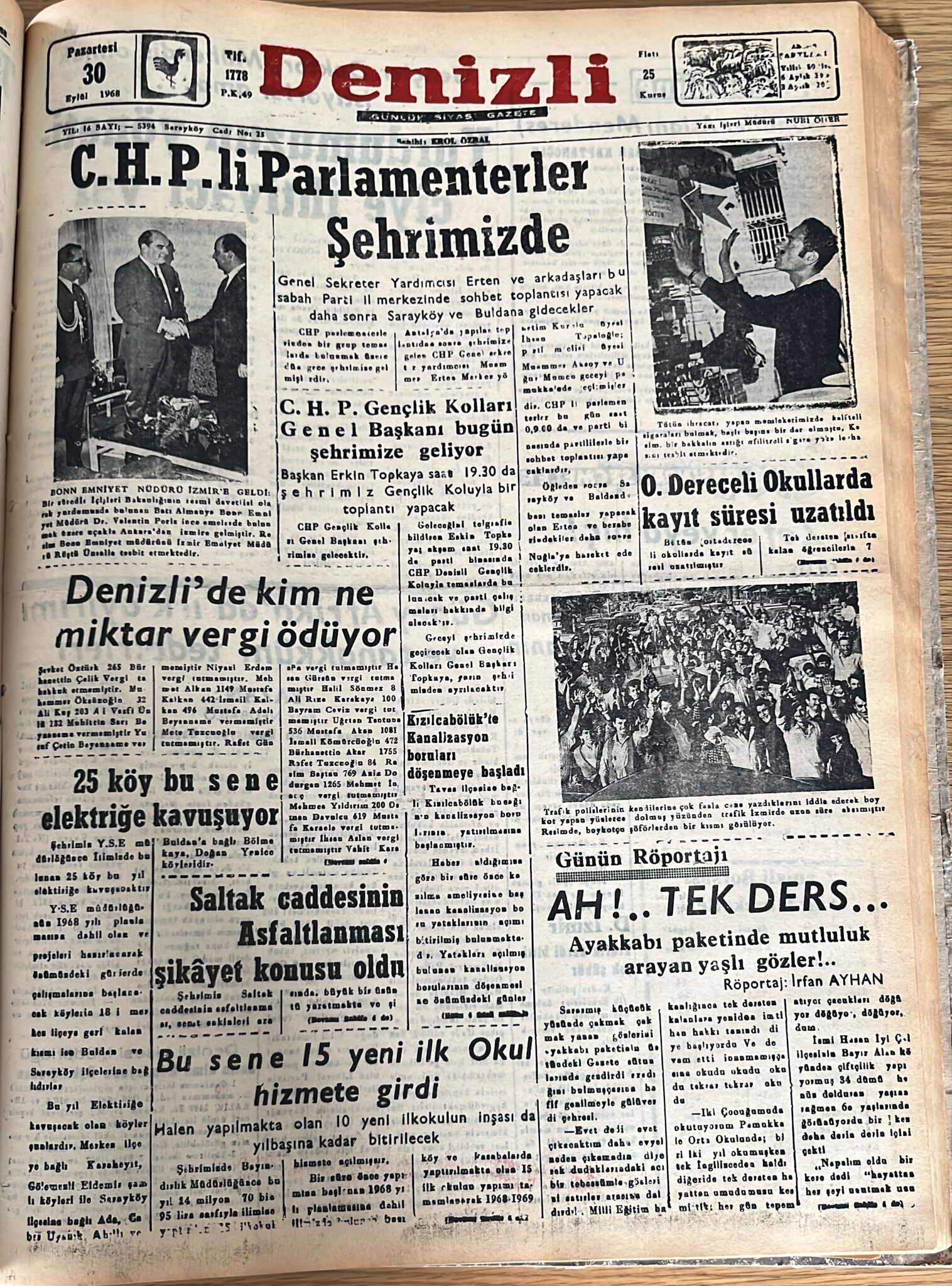 Denizli Haber Tarıhte Bugun 30 Eylül 1968-1