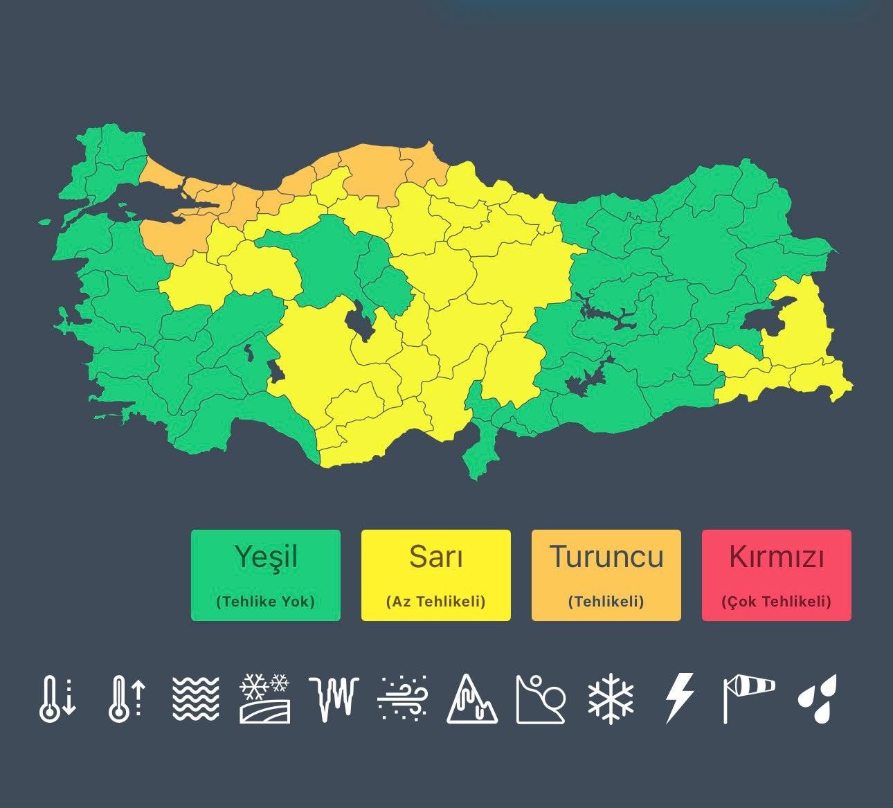 Bugün yağışlara karşı 10 için turuncu kodlu uyarı yapıldı
