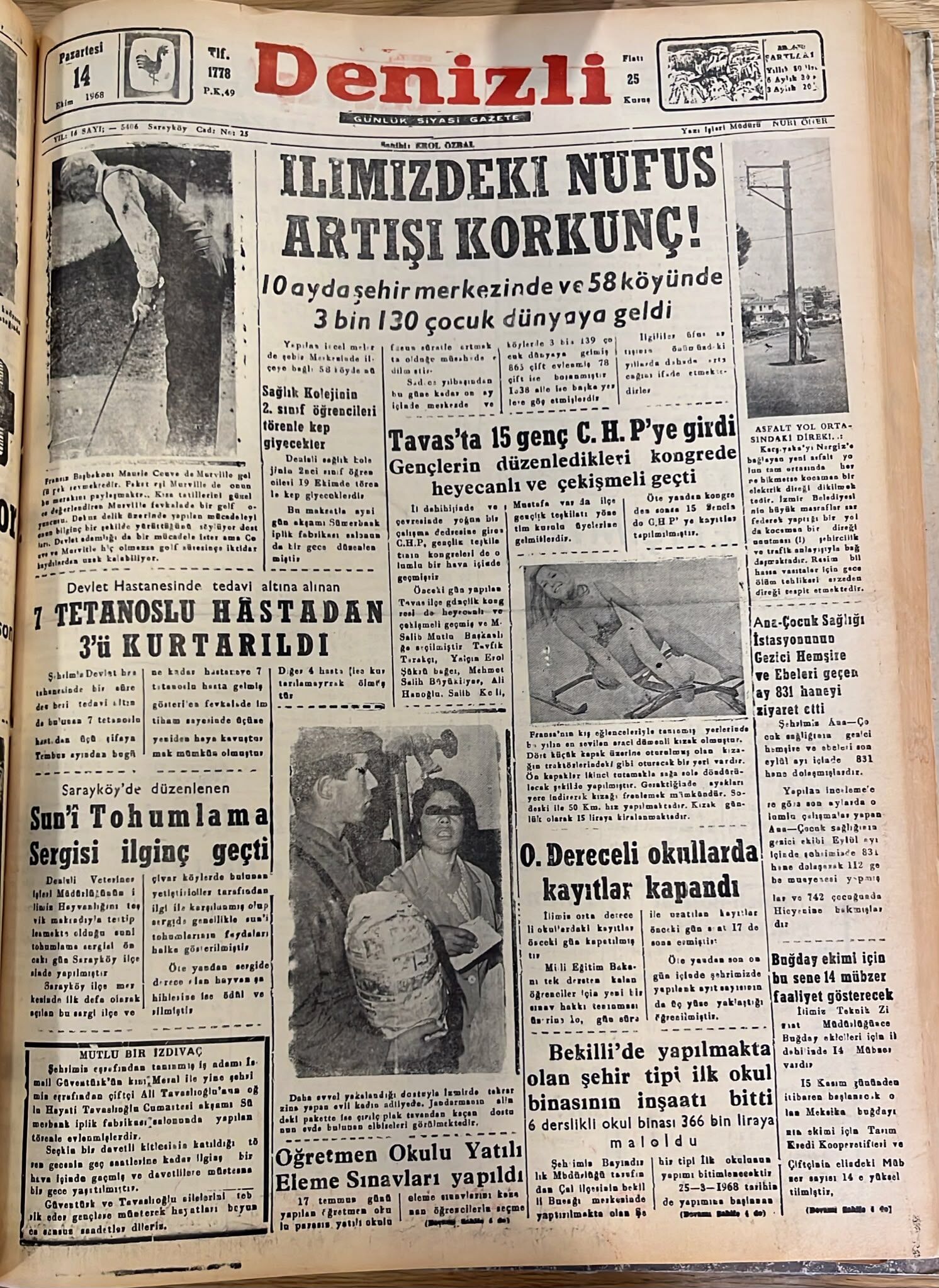 Denizli Haber Tarıhte Bugun 14 Ekim 1968-1