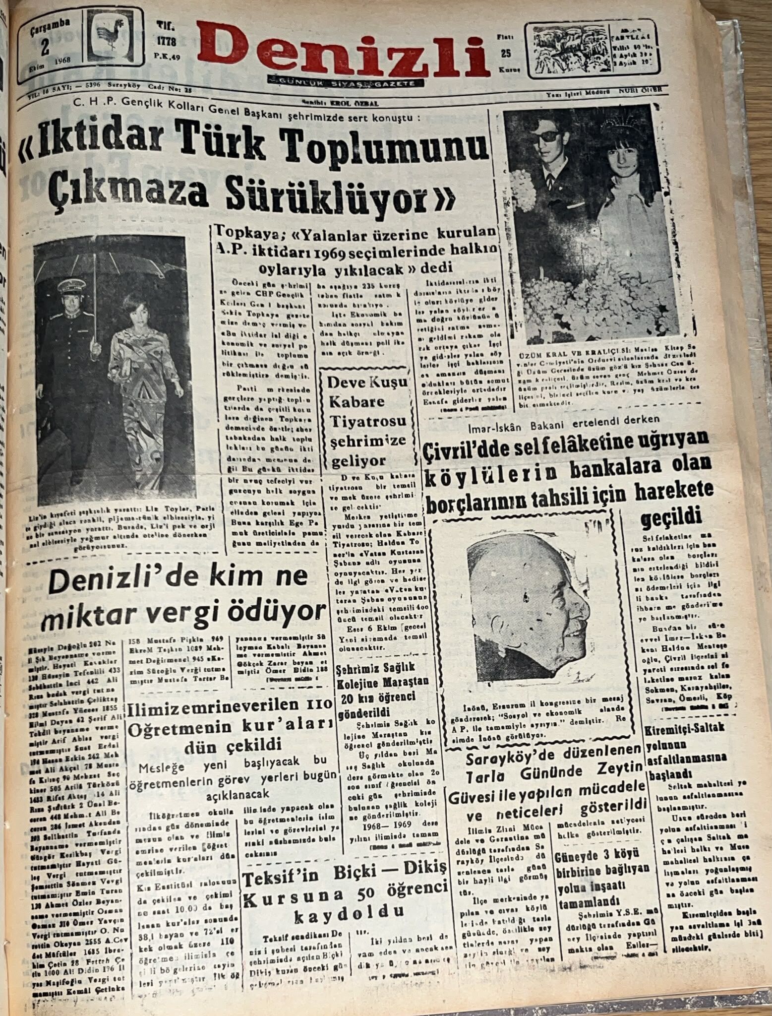 Denizli Haber Tarıhte Bugun 2 Ekım 1968-1