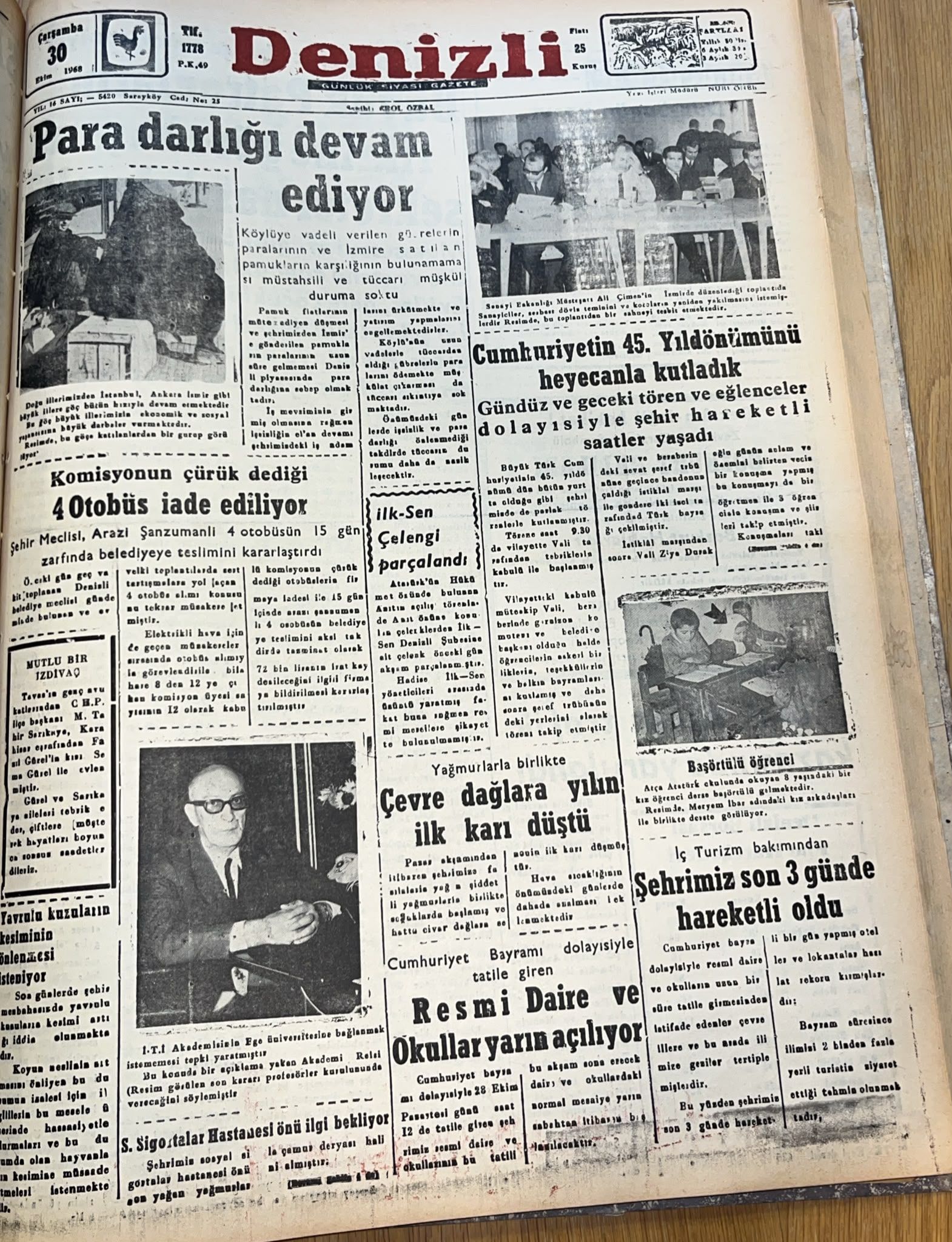 Denizli Haber Tarıhte Bugun 30 Ekım 1968-1