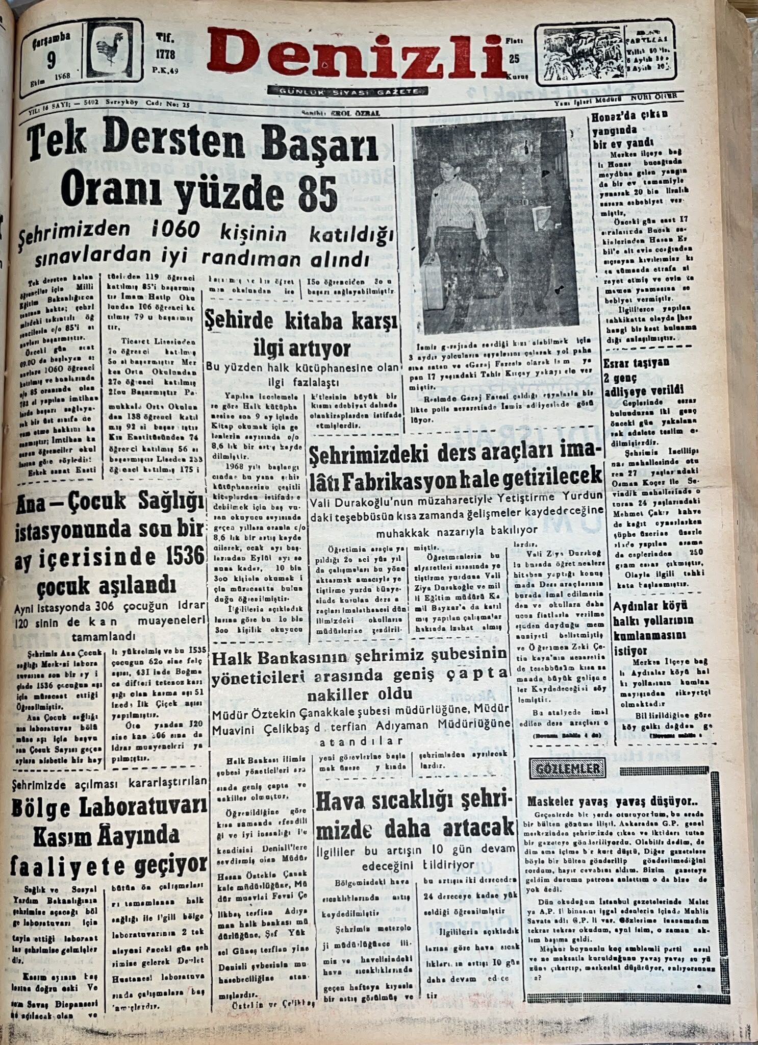 Denizli Haber Tarıhte Bugun 9 Ekim 1968-1